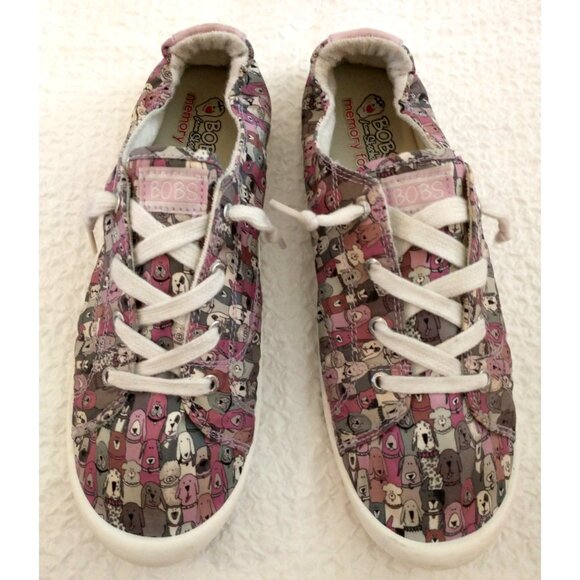 Bobs by Skechers Women's Beach Bingo Dogs Slip On Sneaker Pink Taupe - 11 Wide - Picture 2 of 9